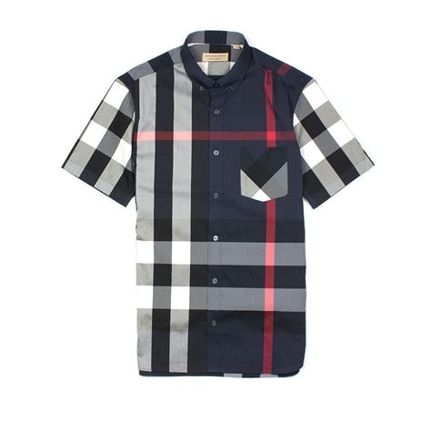 burberry navy check short sleeve shirt mens|burberry check flannel shirt.